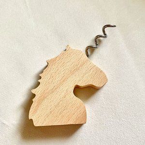 Kikkerland Beech Wood Stainless Steel Unicorn Wooden Corkscrew NWOT